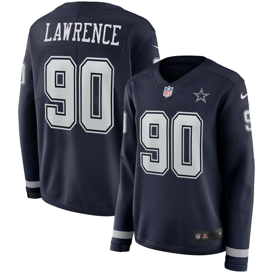 Women Dallas Cowboys #90 Lawrence blue  Limited NFL Nike Therma Long Sleeve Jersey->detroit lions->NFL Jersey